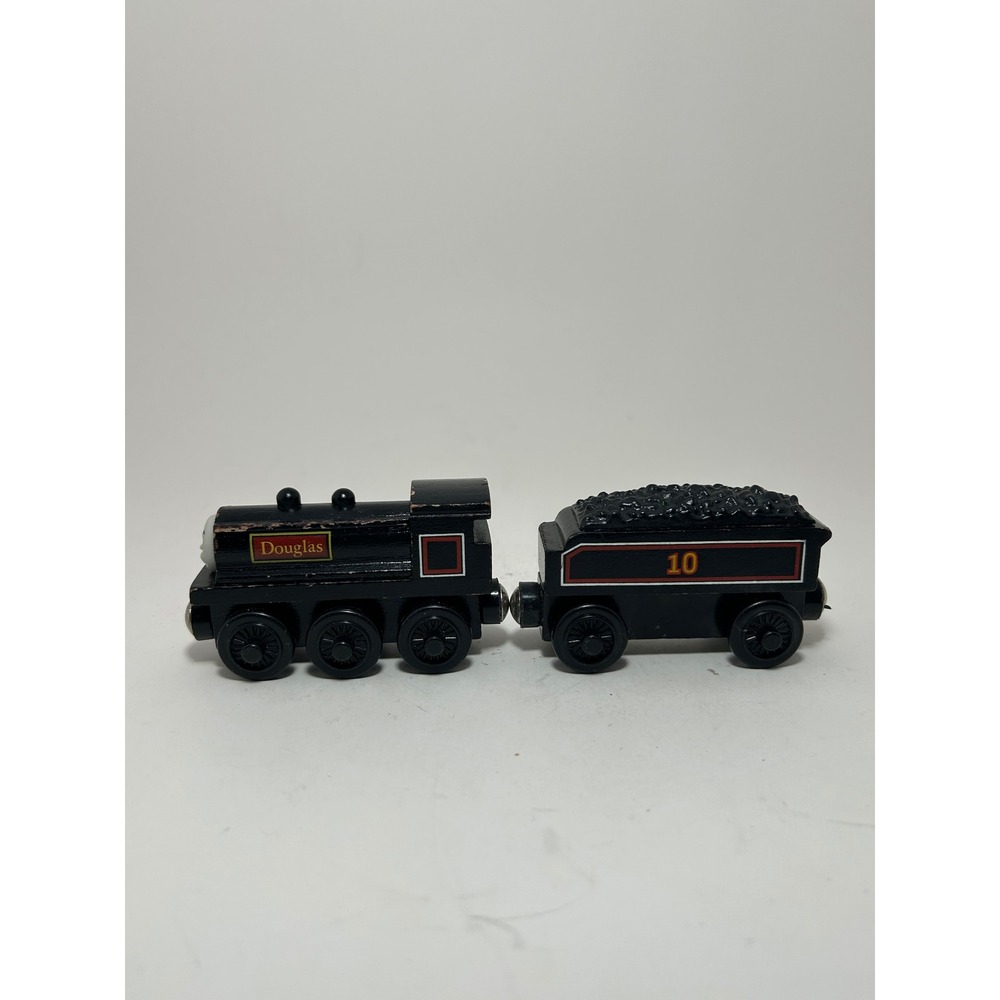 Thomas & Friends Wooden Railway Douglas Black Engine & No 10 Tender Train Set